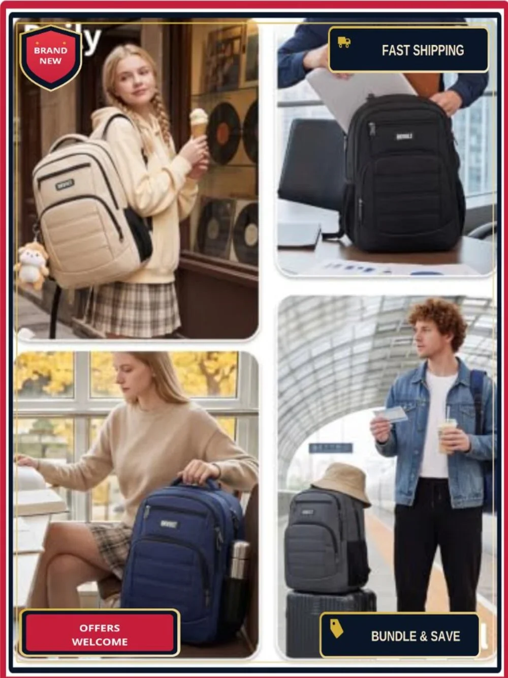 28L Laptop Backpack Water Resistant Anti-Theft Travel Backpack for Men Women